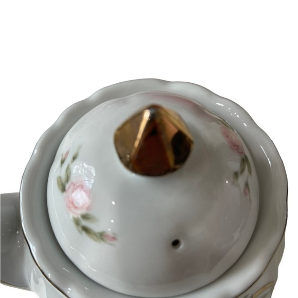 Lefton 50th Anniversary musical Teapot flowers with with gold trim - Picture 3 of 5